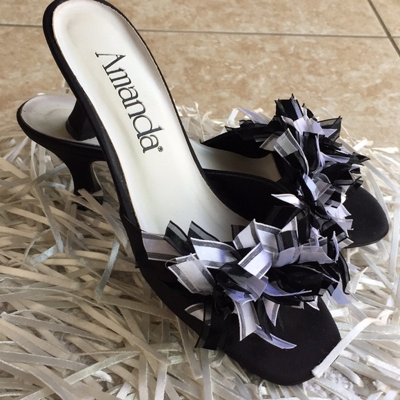 Amanda Shoes - Amanda Slip in Heels with ribbon design
